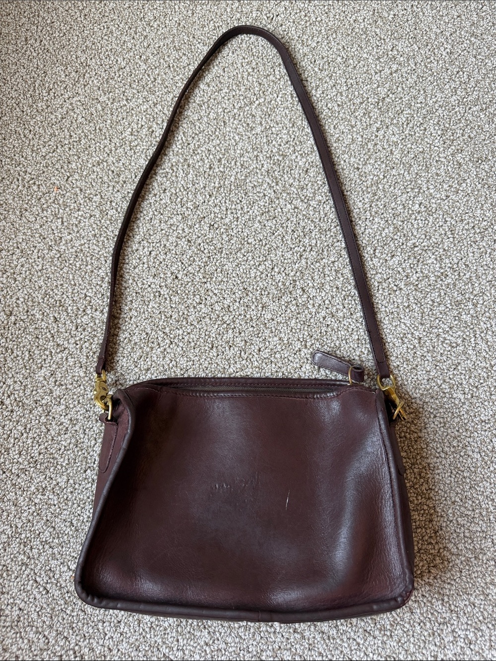 Vintage Coach Mahogany Leather Basic Bag Convertible Crossbody Clutch USA